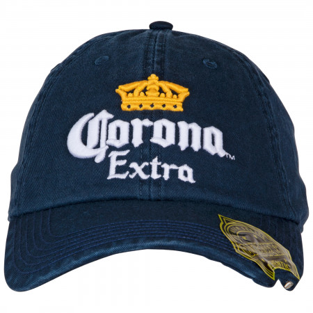 Corona Extra Bottle Opener Navy Blue Adjustable Snapback Hat